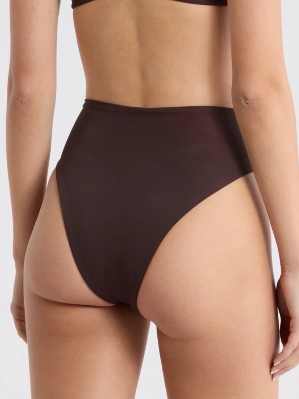 Left On Friday Hi Hi High Cut Cheeky High-Waist Bikini Bottom Cold Brew Brown